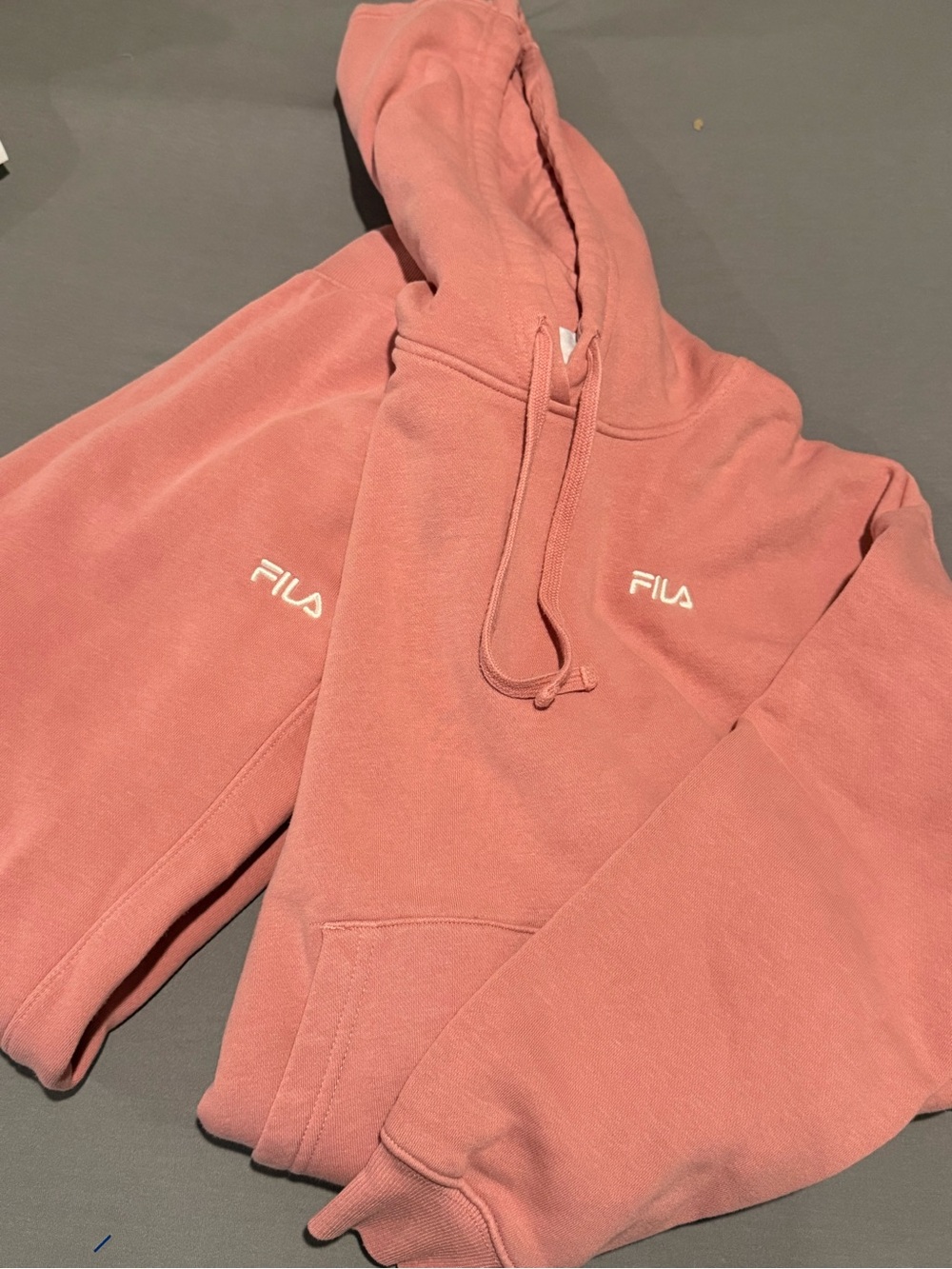 FILA Rose-Pink Hooded Sweatshirt with Logo Tag